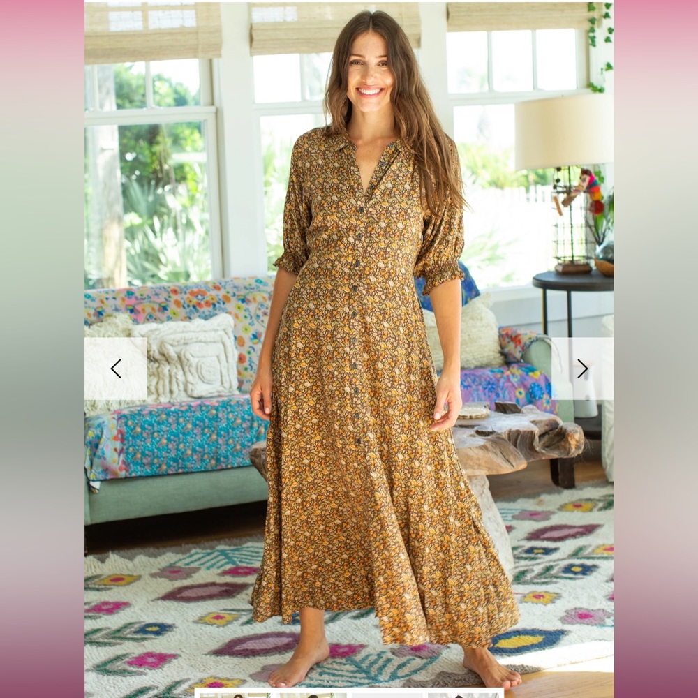 Natural Life Gwyneth Maxi Dress Espresso Ditsy Floral